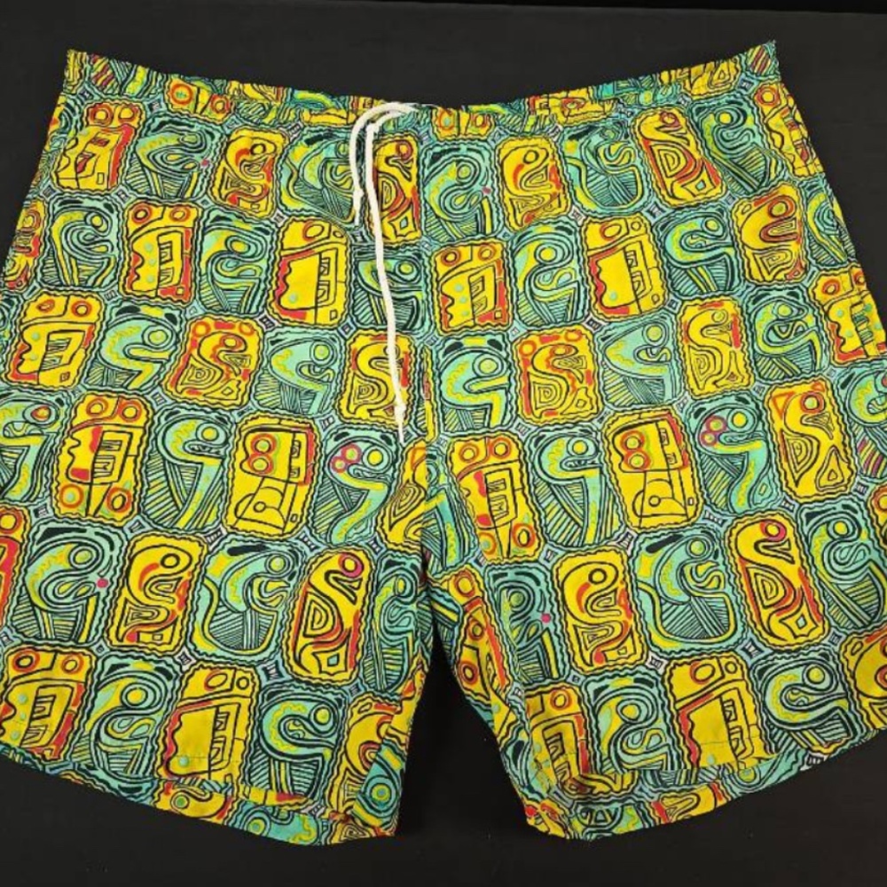 Vintage Lacoste Swim Trunks Men’s Large Drawstring Waist 100% Nylon Hong Kong